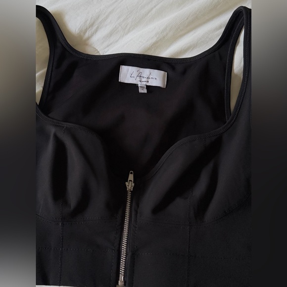L'Academie Zip Front Corset Crop Top Black XS Like New - Picture 8 of 10